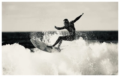 surf in Fuerteventura Longboard bw